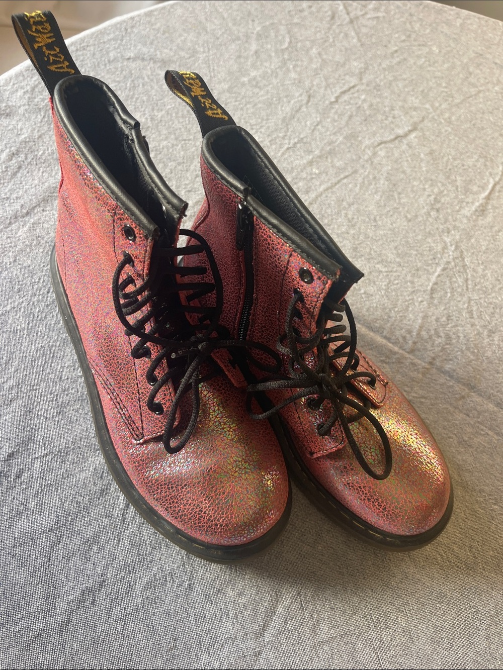 DR. MARTENS Size 3 US Glitter Leather Lace-Up  Boots Teens/Jr